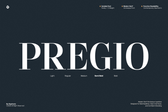 Pregio: A Refined Serif Typeface for Editorial Design
