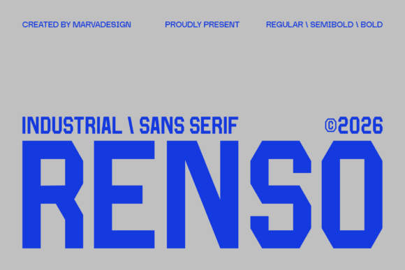 Renso Typeface: A Bold Industrial Sans Serif for Modern Web Design